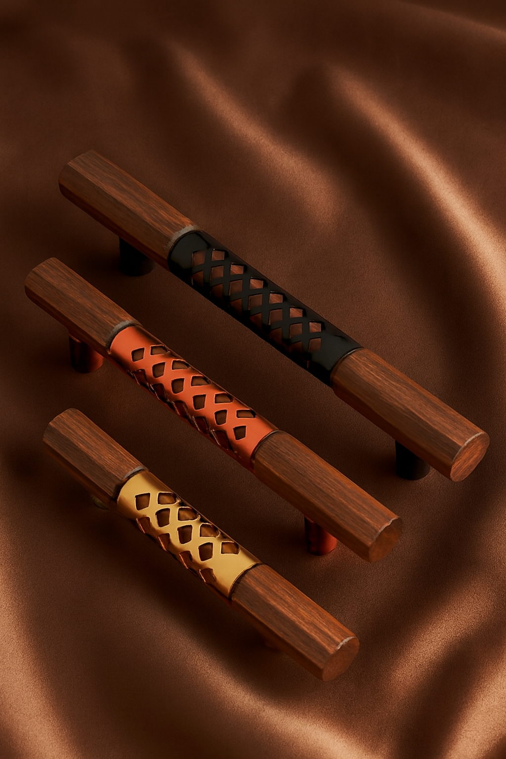 AH Door Handle Hex Wood