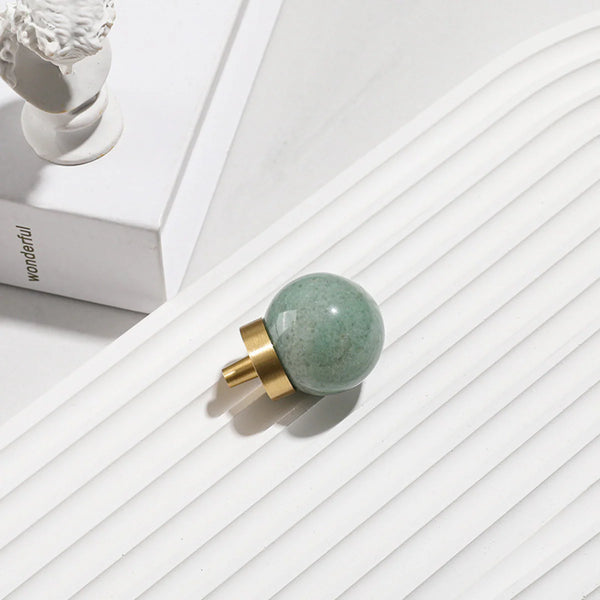 Natural Crystal Ball & Brass Cabinet Knob