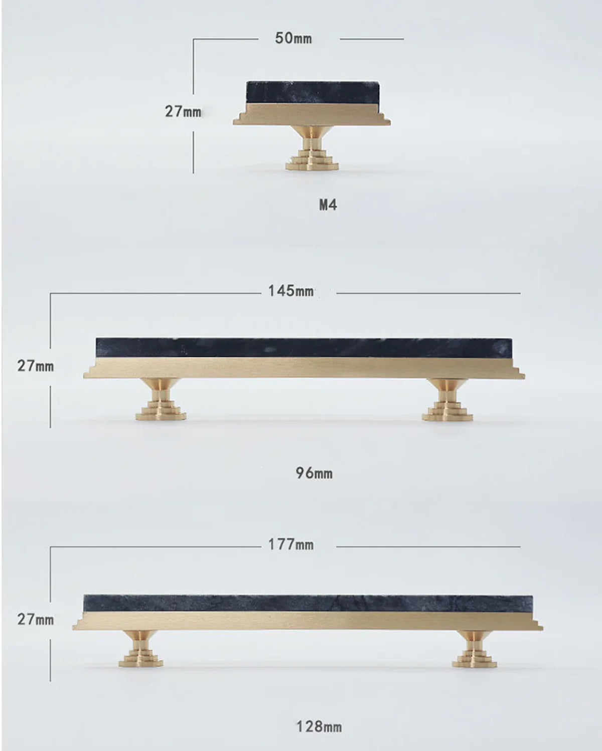 Image of Karish Modern White Marble & Brass T-Bar Handle