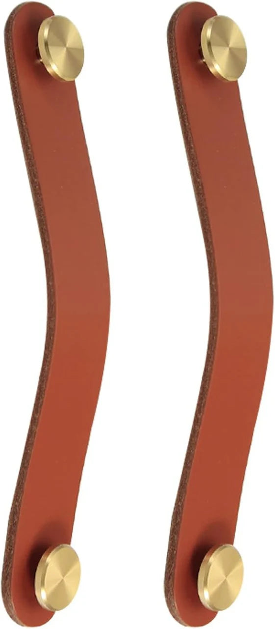 Image of Leather & Brass Strap Cabinet Pulls