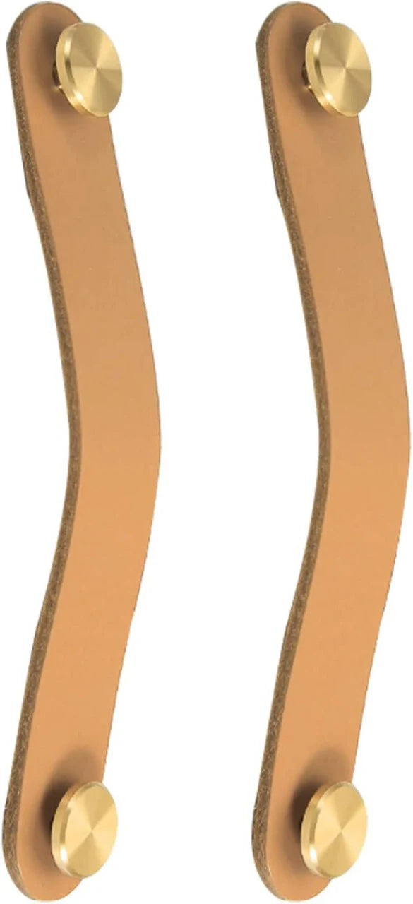 Image of Leather & Brass Strap Cabinet Pulls