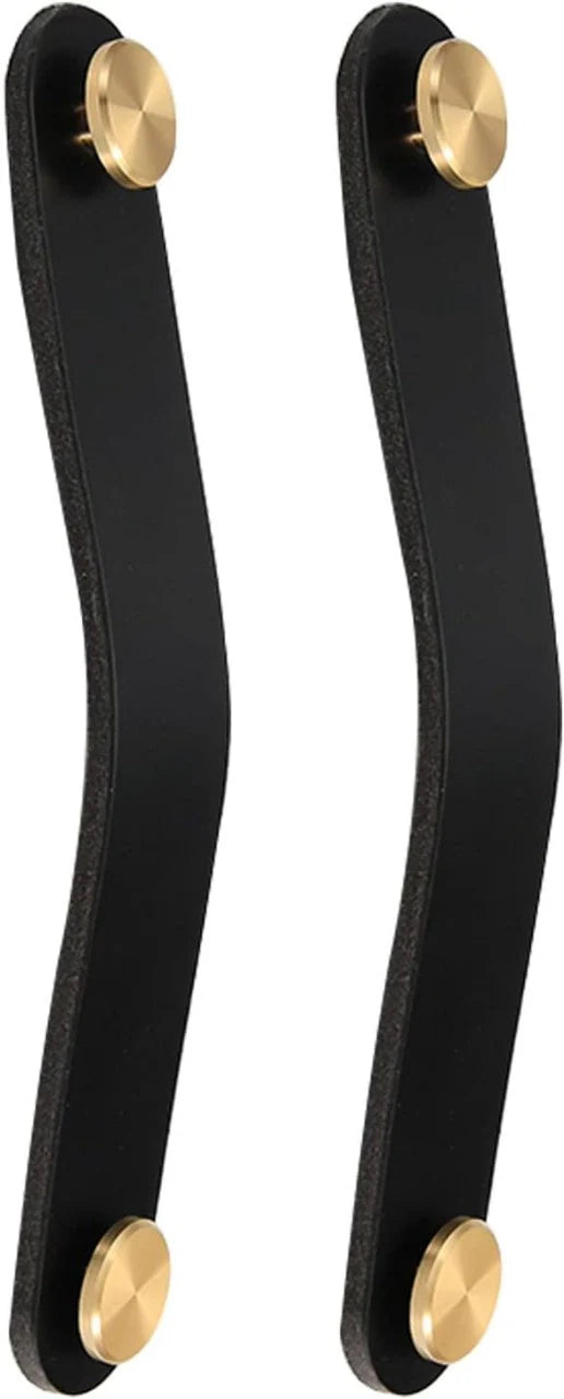 Image of Leather & Brass Strap Cabinet Pulls