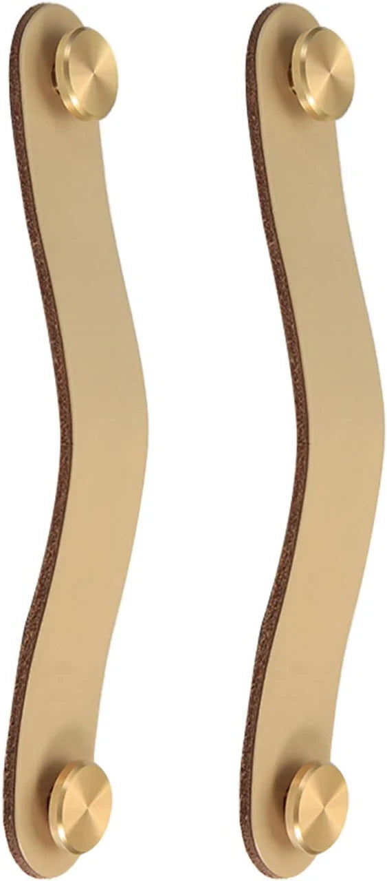 Image of Leather & Brass Strap Cabinet Pulls