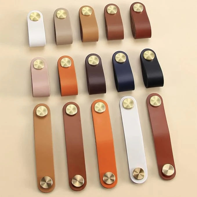 Image of Leather & Brass Strap Cabinet Pulls