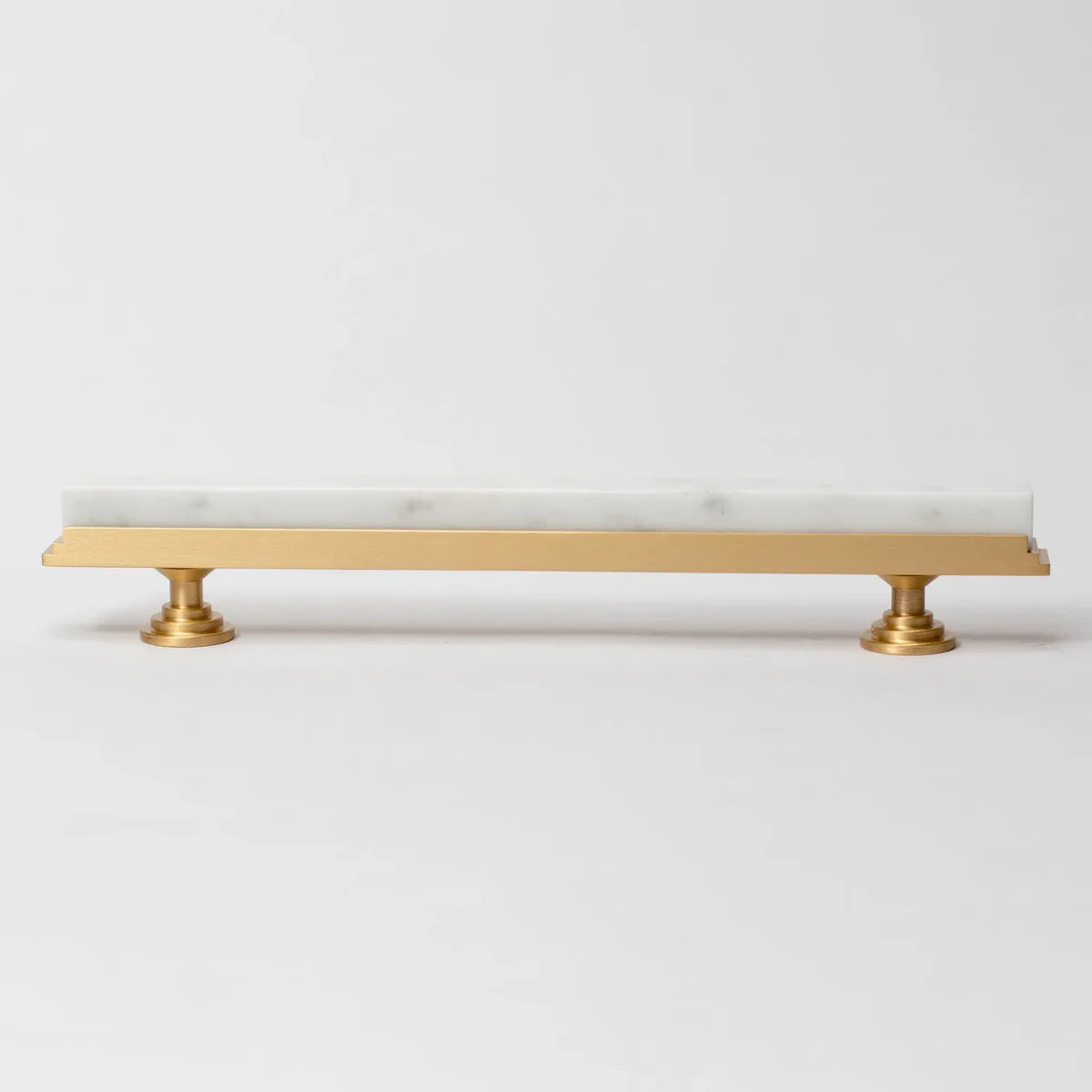 Image of Karish Modern White Marble & Brass T-Bar Handle