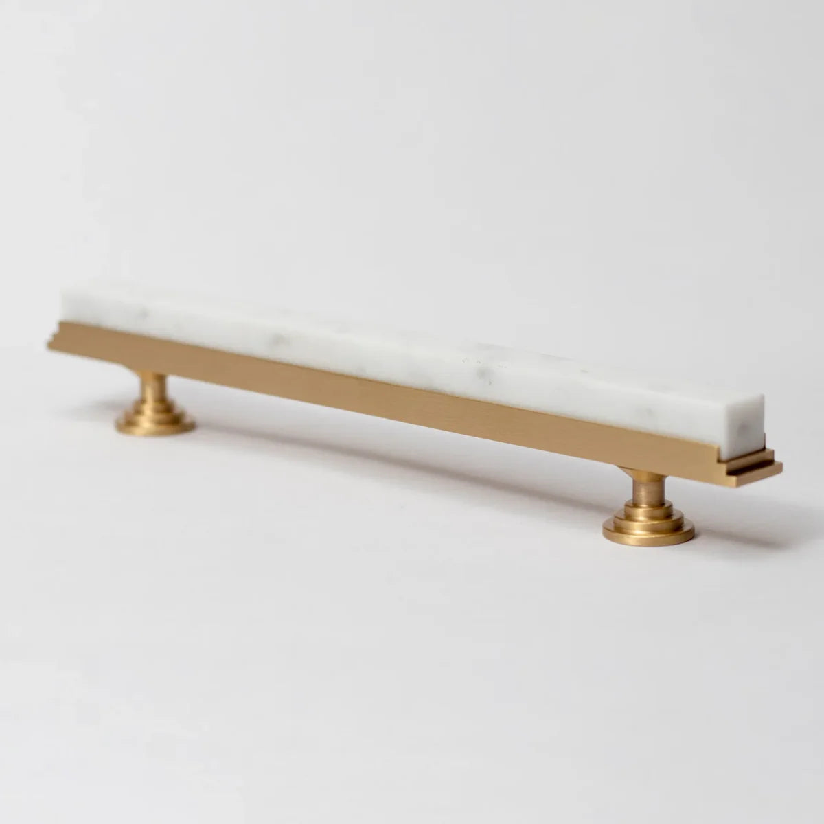 Image of Karish Modern White Marble & Brass T-Bar Handle