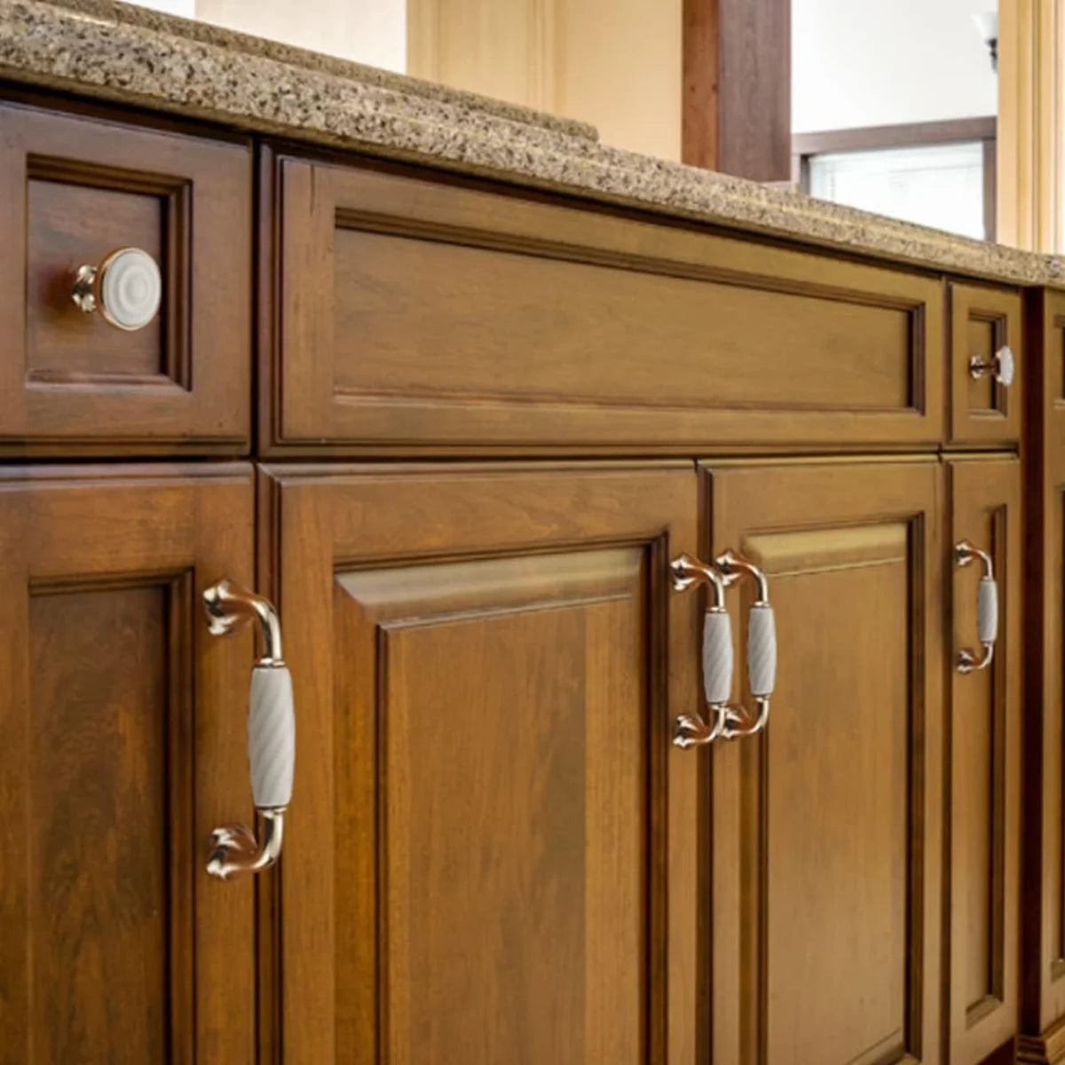 Image of Ridged Ceramic & Zinc Cabinet Pull