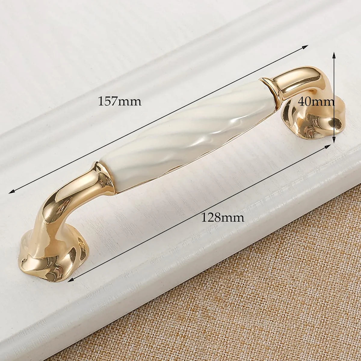 Image of Ridged Ceramic & Zinc Cabinet Pull