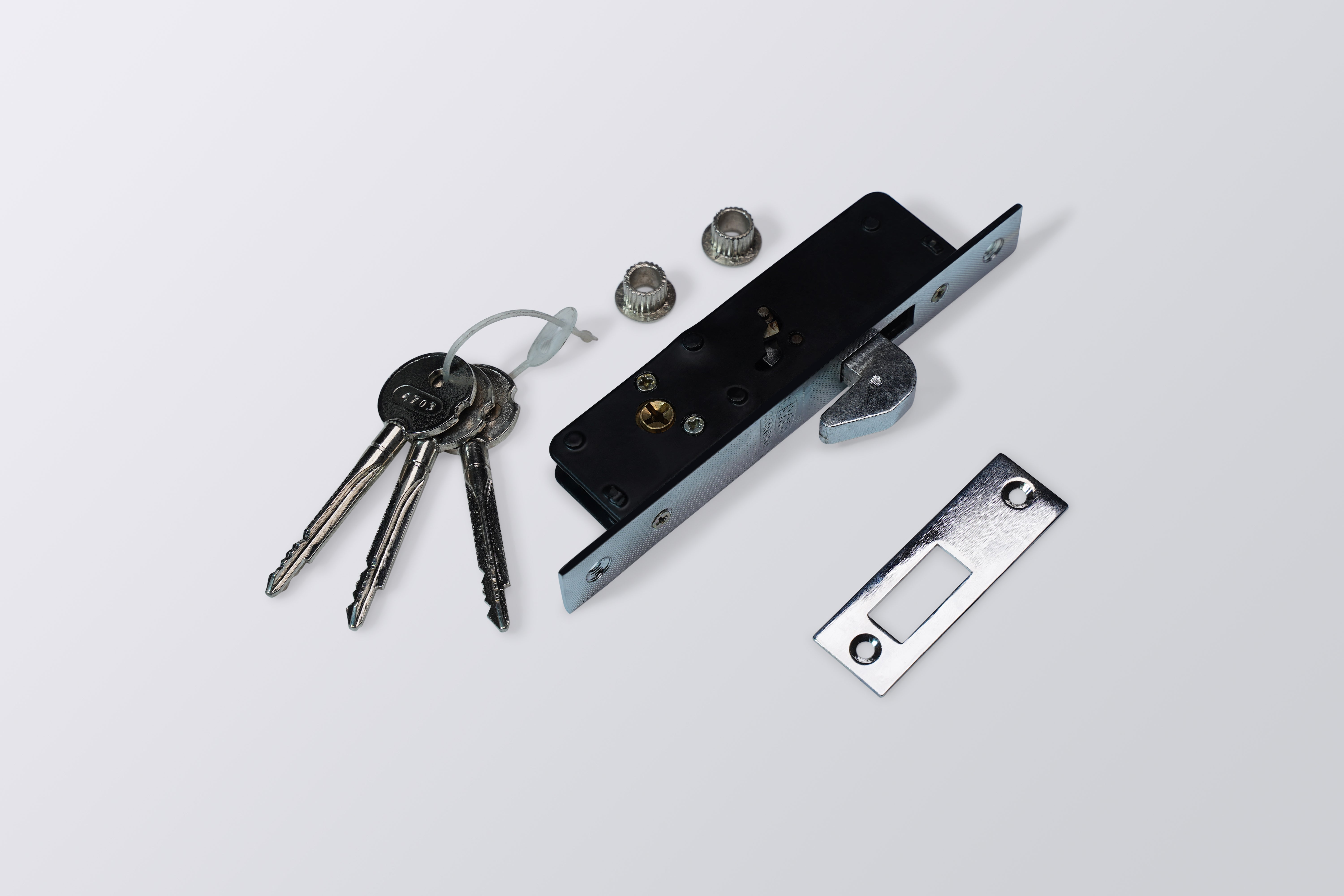 Image of LA Alu. Sliding Door Lock Cross Keys (30mm)