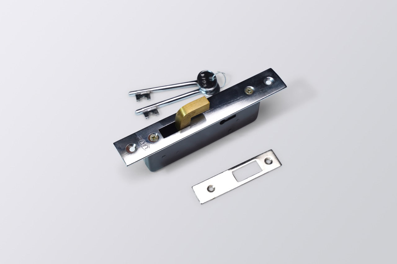LA Alu. Sliding Door Lock Steel Body 6 Lever Ms Keys