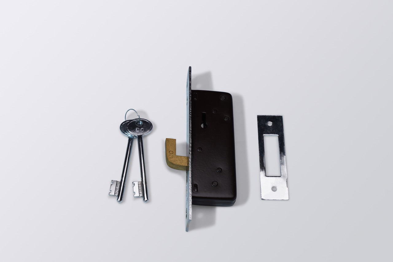 Image of LA Alu. Sliding Door Lock Steel Body 6 Lever Ms Keys