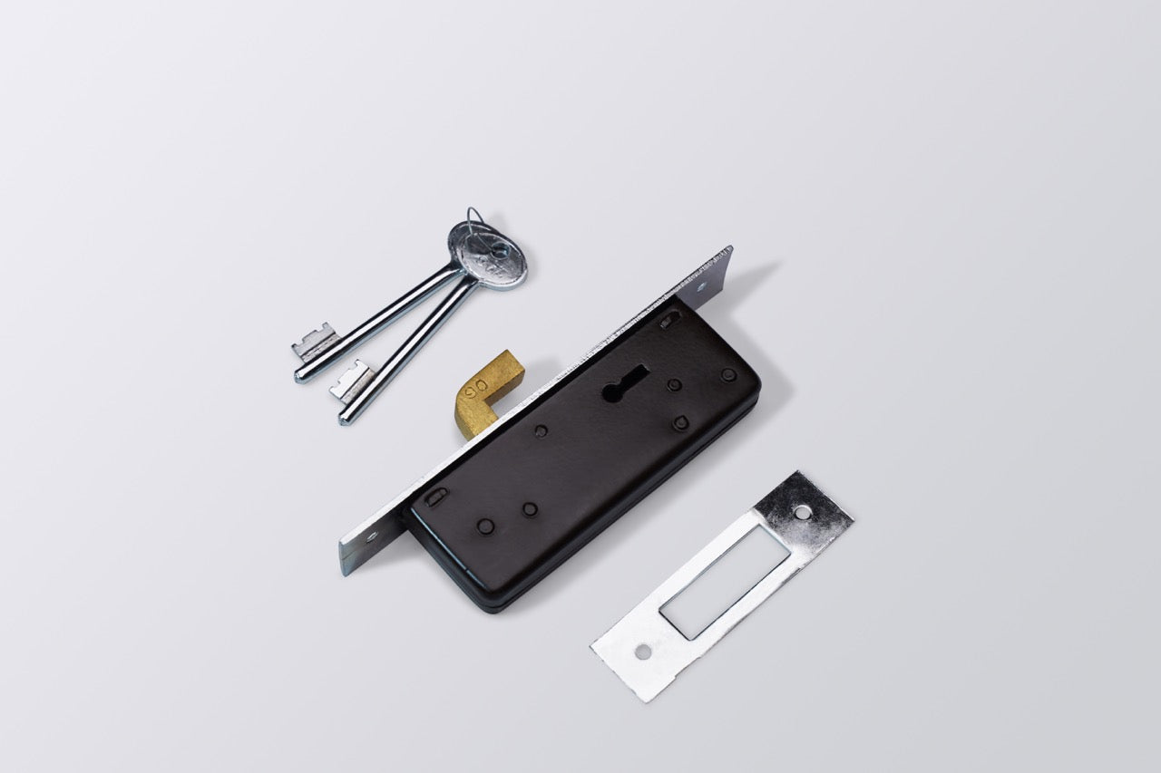 Image of LA Alu. Sliding Door Lock Steel Body 6 Lever Ms Keys