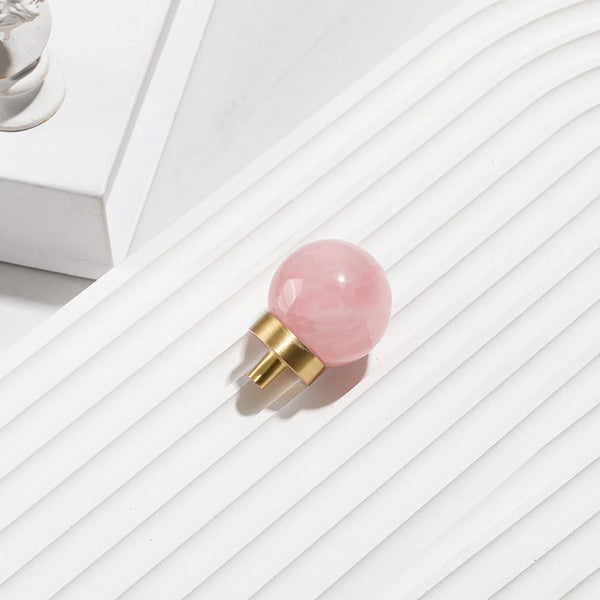 Natural Crystal Ball & Brass Cabinet Knob