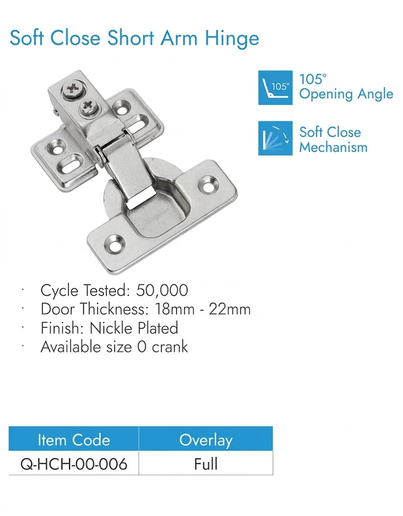 Image of Soft Close Short Arm Hinge